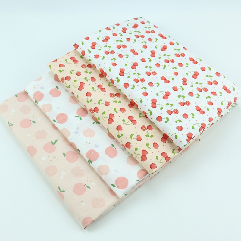 Baby Clothing Quilt - ผ้าพิมพ์ลายผลไม้พีช ขนาด 160x50 ซม. ผ้าฝ้ายแท้ สำหรับตัดเย็บเสื้อผ้าเด็ก