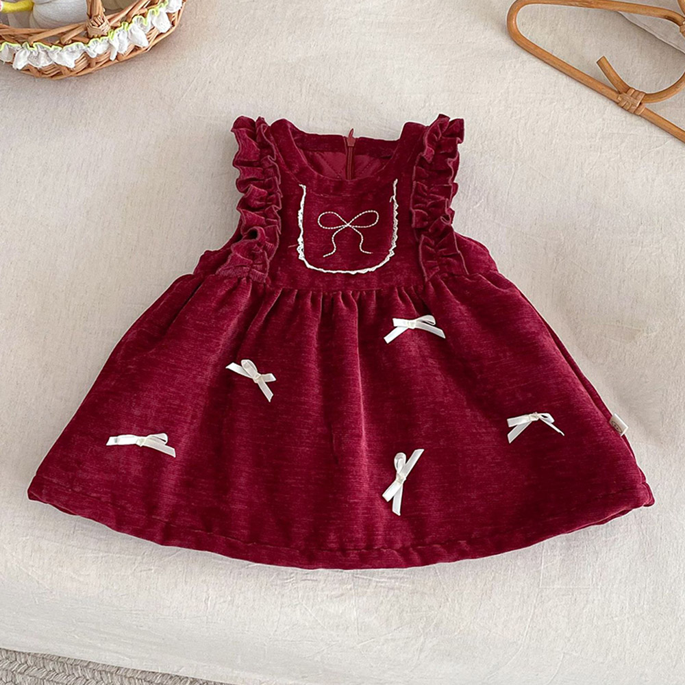Baby Clothing Quilt - ชุดเดรสคริสต์มาสสำหรับเด็กผู้หญิง แขนกุด ผ้าควิลท์ อุ่นสบาย สำหรับฤดูหนาว เสื้อผ้าเด็กสไตล์บูติก