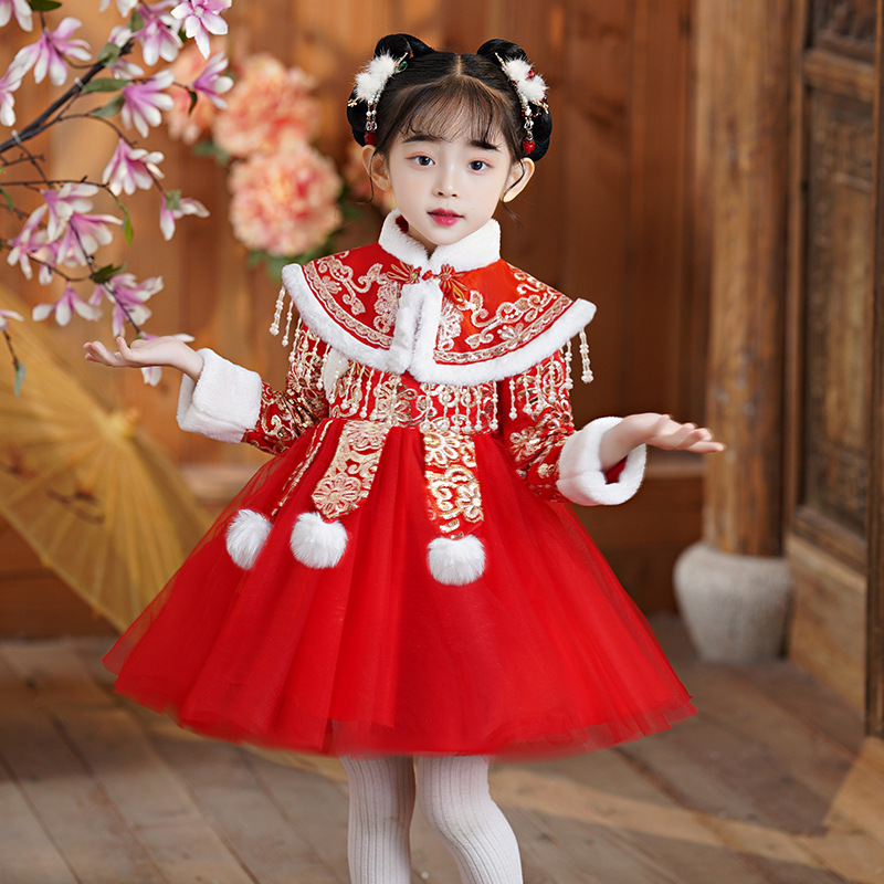 Baby Clothing Quilt - ชุดตรุษจีนเด็กผู้หญิงสีแดง ชุดฮั่นฝูเด็กแบบโบราณ ชุดเด็กแบบดั้งเดิม ชุดเดรสเย็บติดกัน ชุดถังสำหรับเด็ก