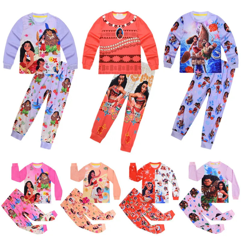 Baby Clothing Unit - ชุดนอนเด็กผู้หญิงลาย Vaiana สำหรับฤดูใบไม้ผลิและฤดูใบไม้ร่วง รุ่นใหม่ l2025l ชุดนอนเด็ก