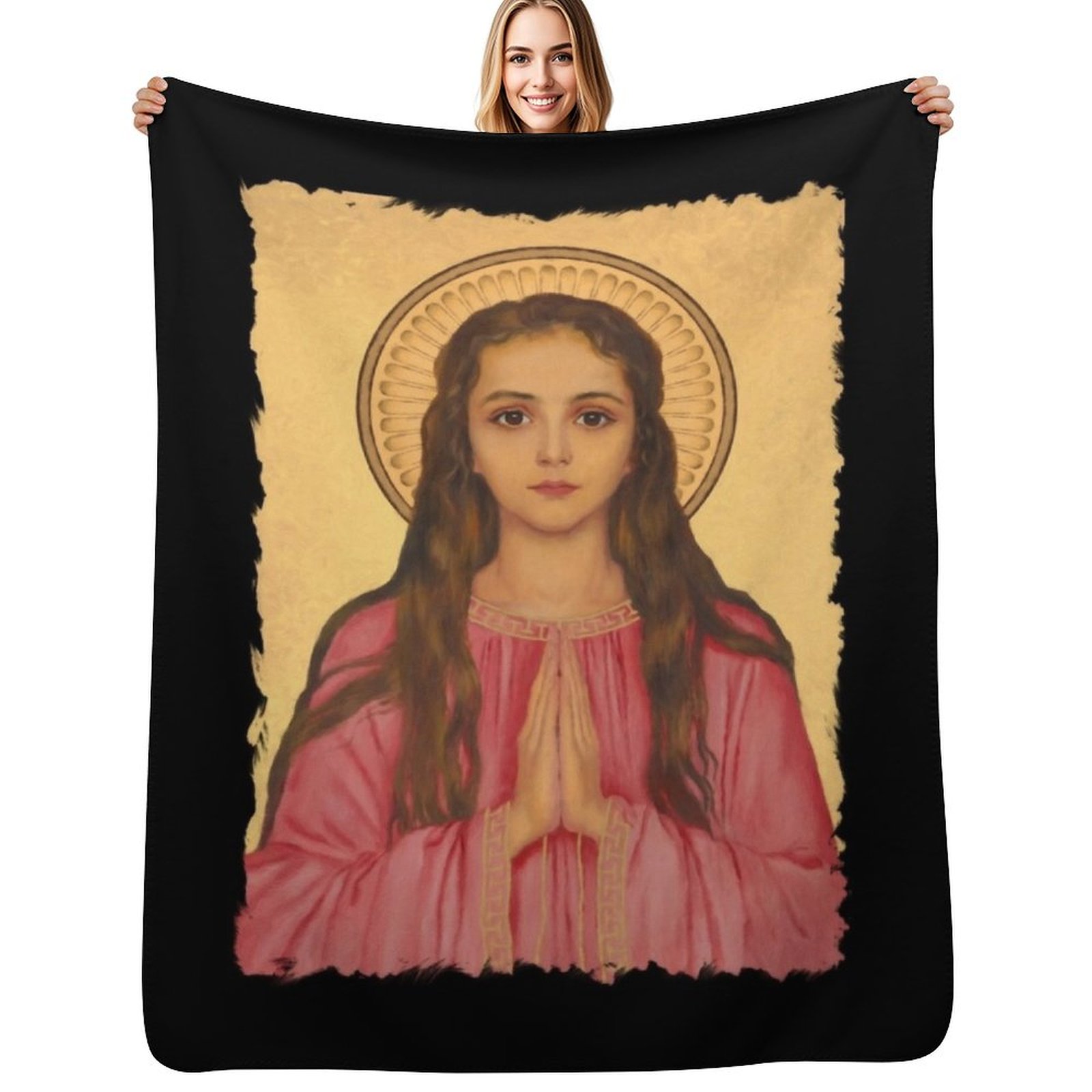Fleece Sleep Bag - ผ้าห่มลายเซนต์ฟิโลเมนาแห่งโรม ผ้าห่มคลุมเตียง ผ้าห่มนอน ผ้าห่มตกแต่งสไตล์วินเทจ สำหรับเตียงและผ้าห่มสำหรับงีบหลับ
