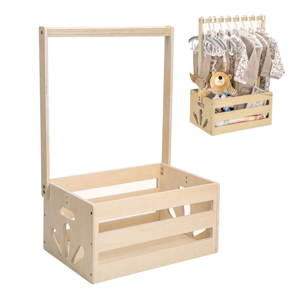 Baby Clothing Unique - ชั้นวางของสำหรับจัดเก็บของขวัญแรกเกิด ตะกร้าไม้สำหรับงานเลี้ยงต้อนรับทารก ขอบเรียบเนียน ตะกร้าเก็บของความจุสูง ใช้งานง่ายสำหรับตู้เสื้อผ้า