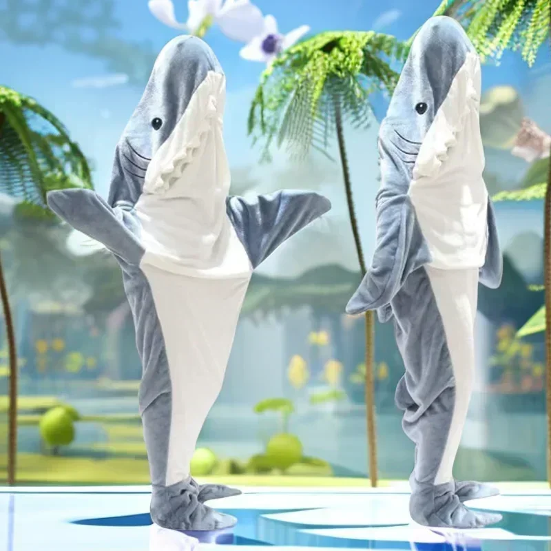 การ์ตูน Shark ผ้าห่ม Hoodie ผู - Fleece Sleep Bag บทวิจารณ์และราคา