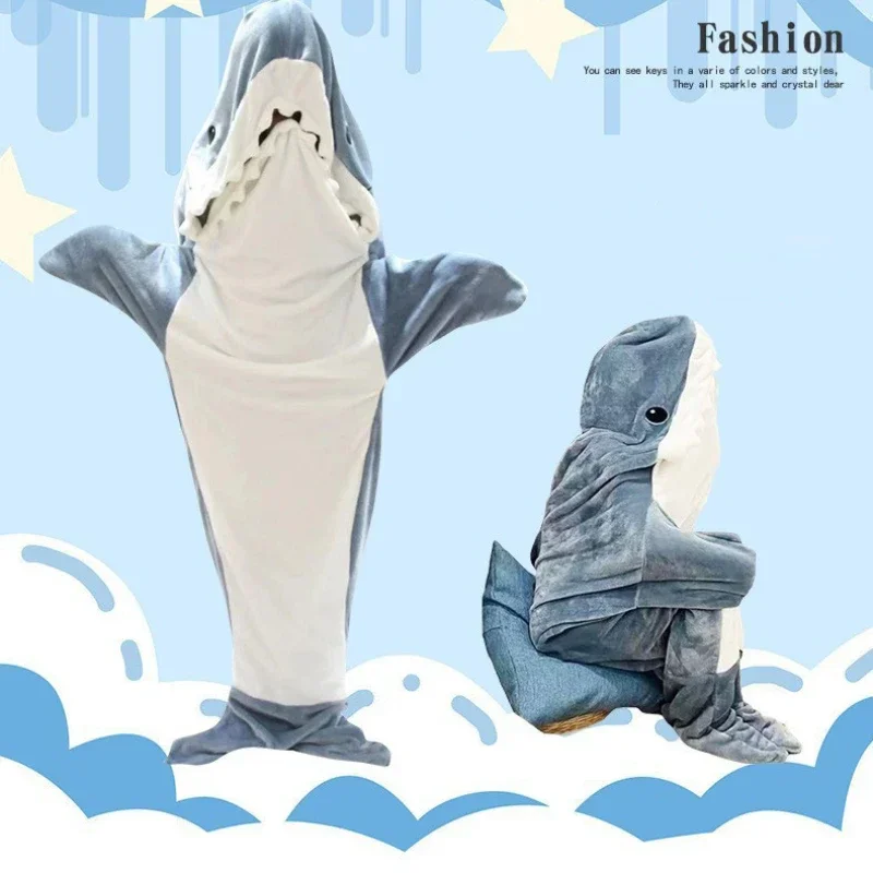 การ์ตูน Shark ผ้าห่ม Hoodie ผู - Fleece Sleep Bag บทวิจารณ์และราคา