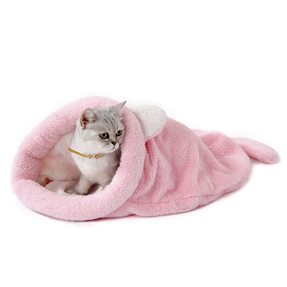 Warm Coral ขนแกะแมวถุงนอนสําหร - Fleece Sleep Bag บทวิจารณ์และราคา